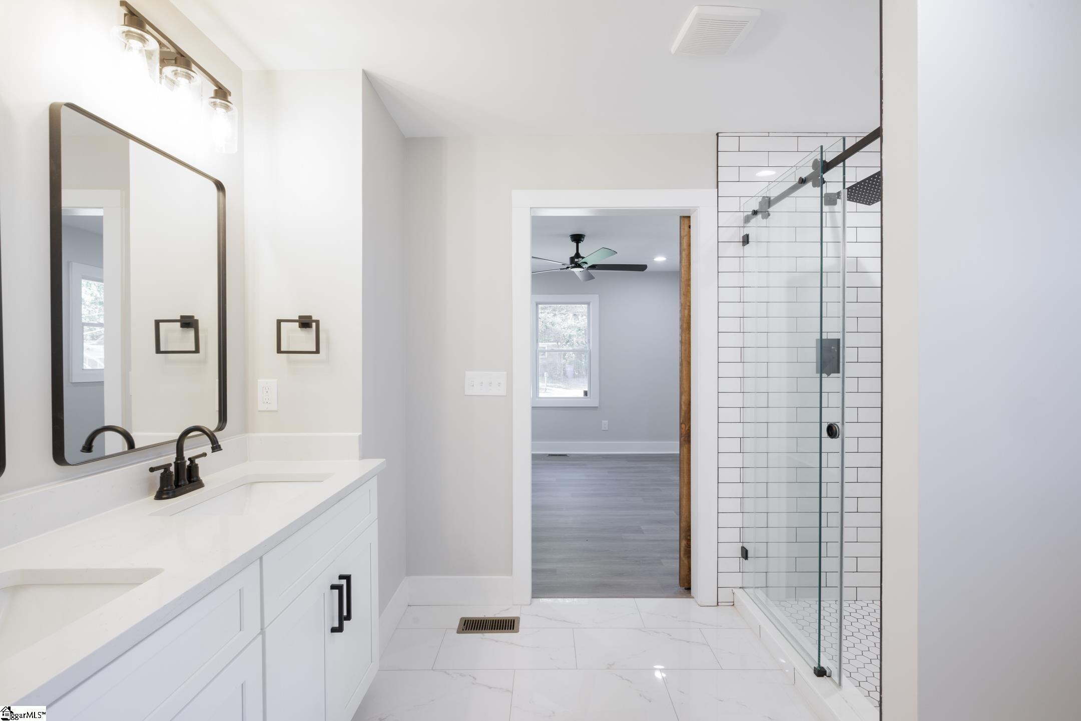 Renovated primary bathroom at 229 Alameda Street