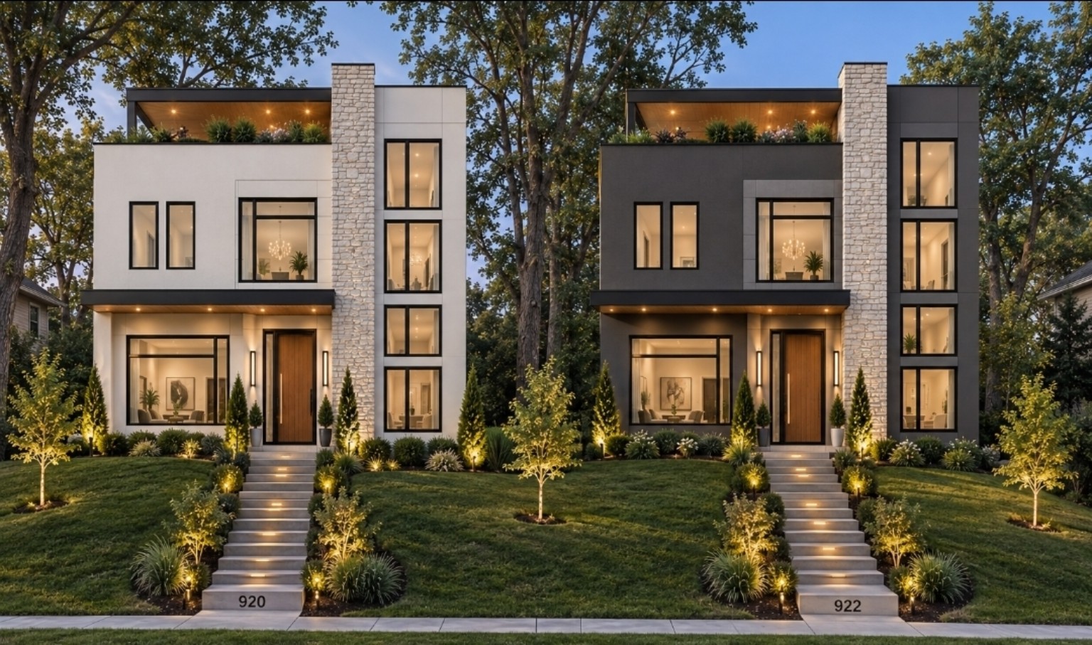 Color exterior rendering of 920 and 922 North Church Street